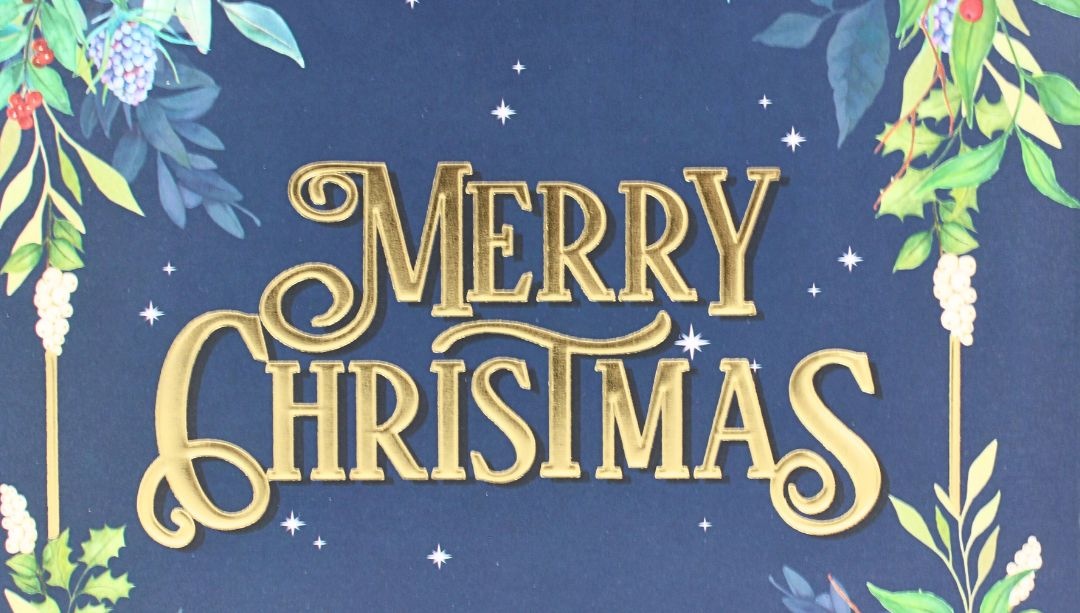 Pungă de cadou, din hârtie, colecția Clairefontaine de la Eurowrap, 33x26,5 cm, burduf de 14 cm, Merry Xmas